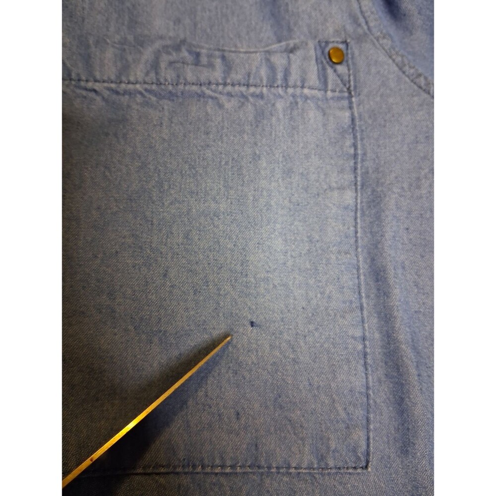 Lulus Chambray Button Front Shirt Dress Tunic Small Blue Roll Tab Sleeve Casual - Picture 9 of 10